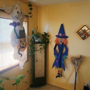 Vintage Halloween Witch And Ghost Windsock Y2K 5 Foot Tall